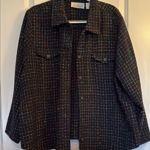 Black Tweed Jacket with Multicolor Accents